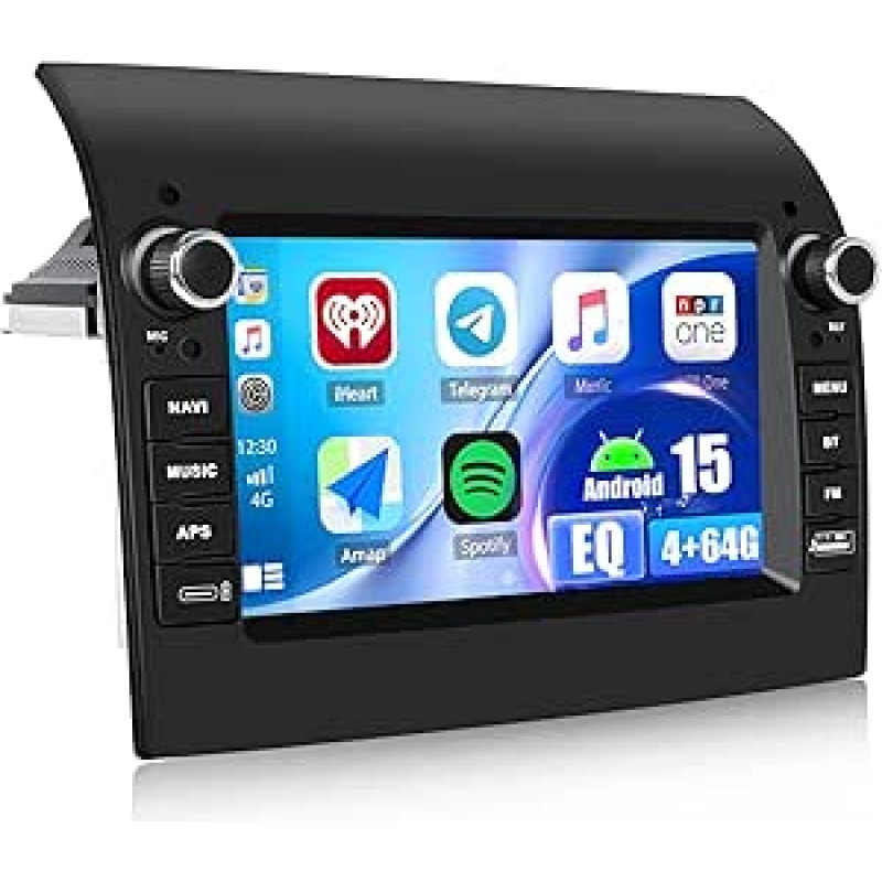 OiLiehu 4G + 64G Android 15 CarPlay Android automobilinis radijas Fiat Ducato/Citroen Jumper/Peugeot Boxer automobiliniam radijui su 7 colių ekranu/Mirror Link/EQ/Bluetooth/SWC/FM/RDS/WiFi/GPS/ galinio vaizdo kamera