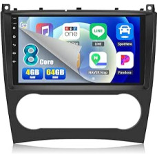 CAMECHO 4G+64G 8Core Android 15 automobilinis radijas su navigacijos sistema Mercedes Benz C klasės W203 W209 C180 C200 2005-2009 su Carplay Android Car, 9 colių ekranas su Bluetooth 5.0 RDS/FM WiFi