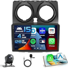 4+128G Autoradio für Nissan Qashqai J10 2006-2016 Android 15 mit 9'' In-Cell Bildschirm Unterstützung Wireless Carplay und Android Auto Mirror Link Radio FM/RDS GPS WiFi BT SWC