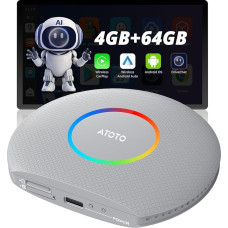 CB6 CarPlay AI Box Android 13, belaidis CarPlay ir Android automobilinis belaidis su / YouTube, AI Dongle su GPS sekimu, 4G LTE, 5G Wi-Fi, dvigubas Bluetooth, SIM ir TF kortelė, 4G+ 64G, sidabriškai pilka