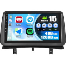 4+128GB Android 13 Car Radio for Renault Clio 3 (2005-2014) with Wireless CarPlay & Android Car, 9'' Incell Touch Screen, Mirror Link, Bluetooth, WiFi, GPS, FM/RDS, EQ, SWC, Rear View Camera + MIC