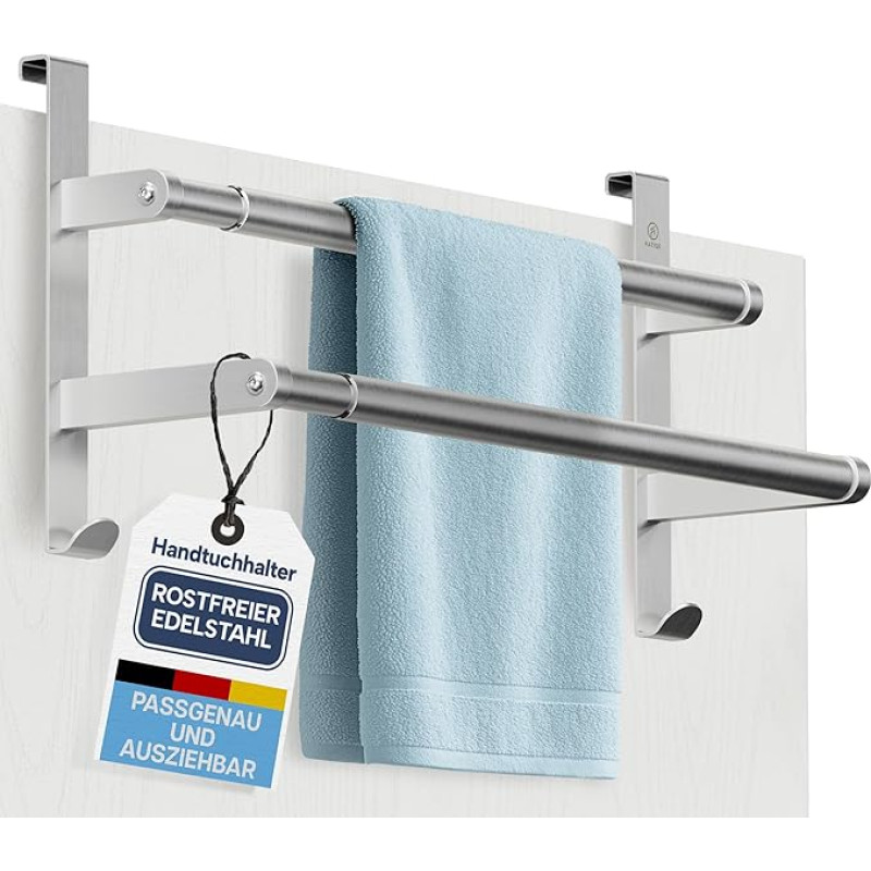 Rankšluosčių džiovintuvas be gręžimo - tinka vokiškoms durims - ištraukiamas rankšluosčių džiovintuvas durims 43-80 cm - nerūdijantis plienas - rankšluosčių džiovintuvas su apsauga nuo įbrėžimų