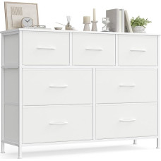 SONGMICS komoda spintelė 7 audinių stalčiai sandėliavimo spintelė Plieno MDF neaustinis audinys miegamojo prieškambario svetainei Debesų balta/sniego balta LGS323WH01