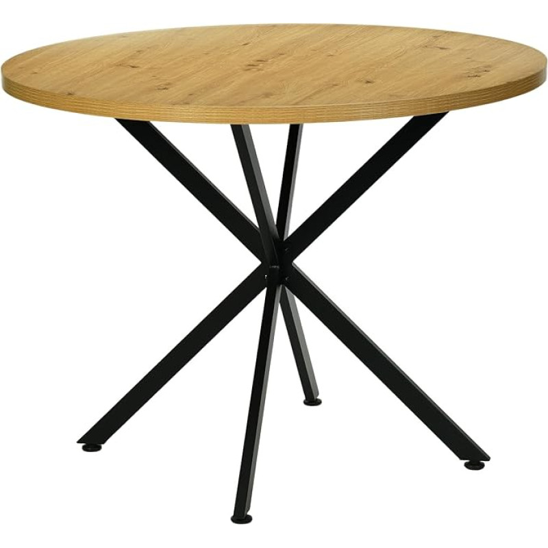 Apvalus valgomojo stalas, 100 cm, virtuvės stalas, modernus valgomojo stalas, tinka valgomajam, svetainei, virtuvei, apvalus medinis valgomojo stalas 4-6 žmonėms, rudos spalvos, 100 x 100 x 75 cm