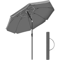 SONGMICS Parasol 200 cm, Sun Protection, UPF 50+, Beach Umbrella, 30° Bendable, Height Adjustable, with Carry Bag, for Balcony, Garden, Patio, Beach, Without Stand, Grey GPU065G01