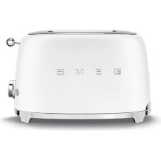 Smeg, 2x2 TSF01WHMEU Toaster, 2 Slots for 2 Slices, 6 Gilding Levels, Heating Function, Defrost and Bagel Function, Collection Drawer, 950 W, Matt White