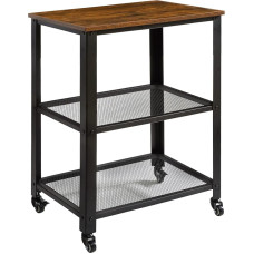 IBUYKE TMJ011H serviravimo vežimėlis, virtuvės lentyna, 60 x 40 x 81 cm, vežimėlis, virtuvės lentyna ant 4 ratukų, plieninis rėmas, 3 lentynos, skirtas virtuvei ir svetainei, pramoninis dizainas