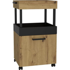 FORTE namų baro spintelė su ratukais ir 1 durelėmis, medžio kompozitas, 
