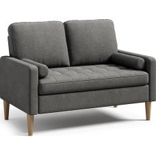 2 sėdimų vietų sofa, 2 sėdimų vietų sofa, maža sofa su 2 pagalvėlėmis, mini sofa su porankiais svetainei, miegamajam, butui, biurui, 121 x 77 x 87 cm, tamsiai pilka
