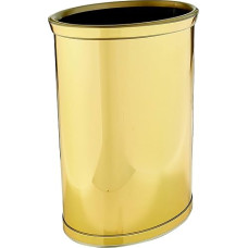 Kraftware Mylar Polished Brass Waste Basket with 3/4-Inch Polished Brass Band and Gold Bumper