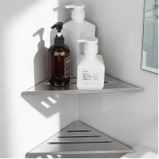 Corner Shelf, Shower Shelf Corner, Pack of 2 Bathroom Shelves, 30 x 19.5 cm, Thickened Shower Shelf, Corner Made of Brushed Stainless Steel, Wall Shelf, Storage, Bathroom Corner Shelf for