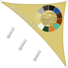 Tentas trikampis stačiu kampu 2 x 2 x 3 m, nuo saulės apsaugantis tentas, kvėpuojantis, apsaugantis nuo saulės, apsaugantis nuo vėjo, su nemokama virve, puikiai tinka naudoti lauke - smėlio geltonos spalvos