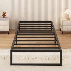 Metalinė lova 90 x 200 cm su skersiniu rėmu, metalinis 35 cm aukščio rėmas, lovos rėmas, viengulė lova, tvirta, lengvai surenkama, juoda