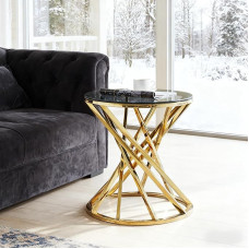 AINPECCA 50 cm apvalus staliukas, pagamintas iš grūdinto stiklo ir nerūdijančio plieno, modernus kavos staliukas, stiklinis staliukas svetainei ir miegamajam, nedidelis staliukas svetainei kaip naktinis staliukas arba kavos staliukas