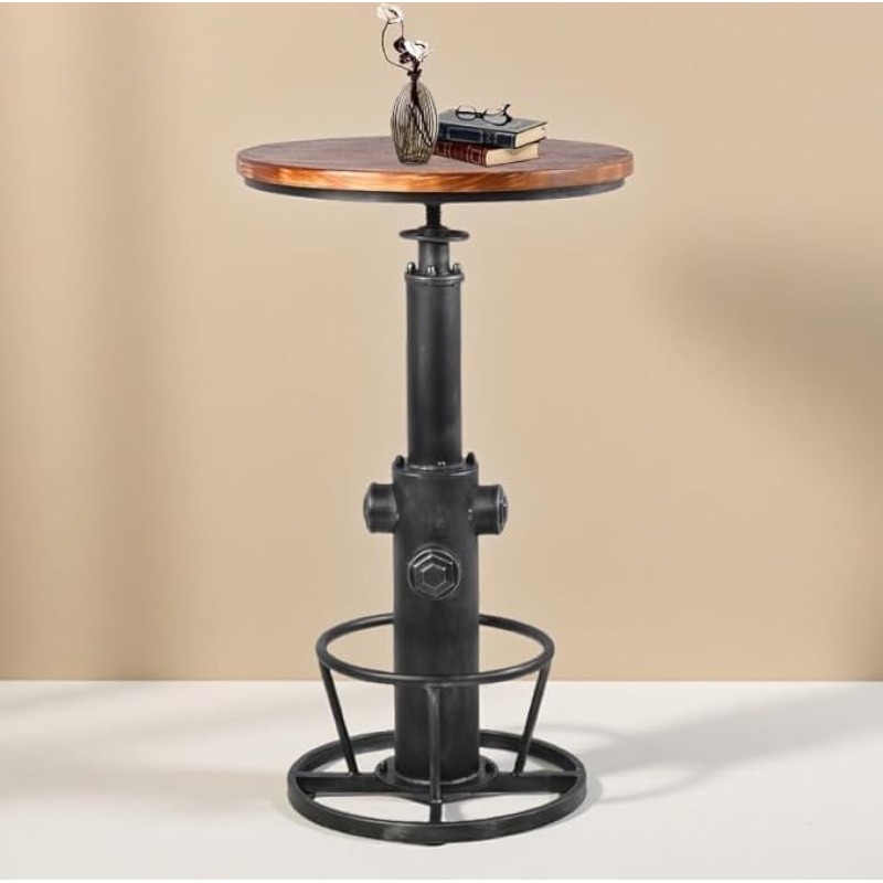 Pramonės Bistro baro stalas 98-112,8 cm reguliuojamo aukščio Ūkio Pub stalas virtuvės valgomojo biurui Besisukantis medinis stalas