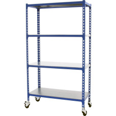 SimonRack Simonclick Heavy Duty Shelving Unit 150 x 90 x 50 cm Metal Shelving Basement Shelf Bending 75 kg 4 Shelves Blue/Galvanised