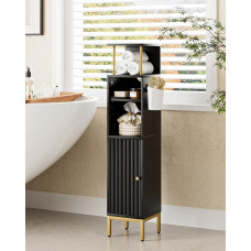 Tall Bathroom Cabinet, Free Standing Floor Cabinet, Tall Storage Cabinet with Door, Slim Bathroom Storage for Bathroom, Kitchen, Living Room, Bedroom, Balcony or Office, Black