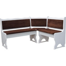 k koma Corner Bench Pine White with Brown Padding Solid Wood (120 x 160 cm)