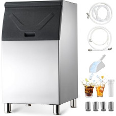 VEVOR Storage Container Ice Container for Commercial Ice Cube Makers (300 lb Capacity), Stainless Steel Ice Storage Container with Height-Adjustable Rubber Feet, for Restaurants (Container Only)