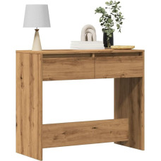 Konsolių staliukas su 2 stalčiais, siauras konsolių staliukas, 89 x 41 cm, prieškambario staliukas prieškambaryje, svetainėje, miegamajame, lengvai surenkamas, ąžuolas