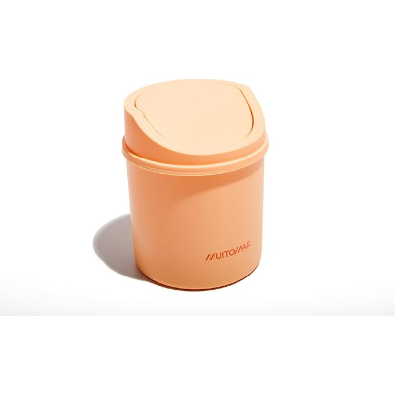 Mini rašomojo stalo krepšelis su atlenkiamomis durelėmis ir nuimamu dangčiu, skirtas stalui ir biurui 130 x 130 x 170 mm - Peach Fuzz