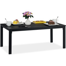 Relaxdays Rectangular Garden Table, Wood Look, Dining Table, Garden, Balcony, Terrace, HBD: 39 x 98 x 48 cm, Balcony Table, Black