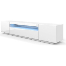 200 cm televizoriaus spintelė, Solo spintelė su LED, televizoriaus lenta, RTV staliukas, TV spintelė, Hi-Fi staliukas, LED apšvietimas, balta, juoda, pilka, grafitinė, blizgi