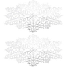 Supvox 2 Stück Weihnachts Tischsets Schneeflockenform Weiß PVC Tischunterlage rutschfest für Partys Zuhause