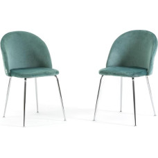 Sara Velvet arba Teddy Kėdės Minkštos virtuvės valgomojo kėdės su metalinėmis kojelėmis (Audinys Velvet Green Jade - Sidabrinės kojelės, 2)