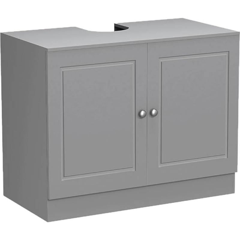 BAKAJI Vonios tualeto spintelė Akmens linija MDF medienos dangtis 2 durų šiuolaikinė praustuvo spintelė Erdvę taupanti stovinti spintelė dideliam baseinui 55 x 66 x 37 cm (pilka)