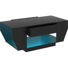 LED Coffee Table with 2 Drawers for Living Room High Gloss 106 x 50 x 41 cm (Black)