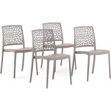 Alina Stackable Polypropylene Chairs with Fibreglass Weatherproof Garden Chairs for Outdoor or Indoor Use Robust and Easy Care Modern Design - Alina (4 Chairs, Taupe Grey)