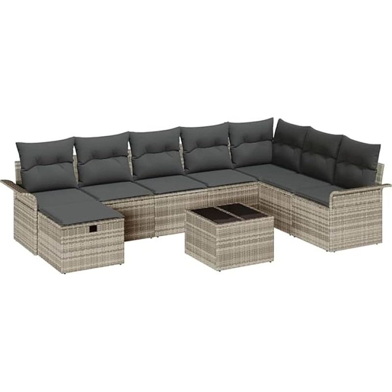 Garten-Sofa-Set mit Kissen 9 pcs Hellgrau Poly Rattan Model3360273