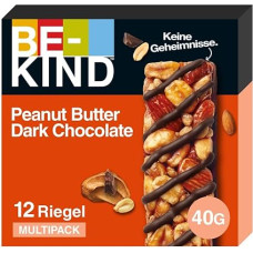 BE-KIND Peanut Butter Dark Chocolate Gluten Free Snack Bars - High Fibre Content - No Artificial Colours, Flavours or Preservatives - 12 x 40g