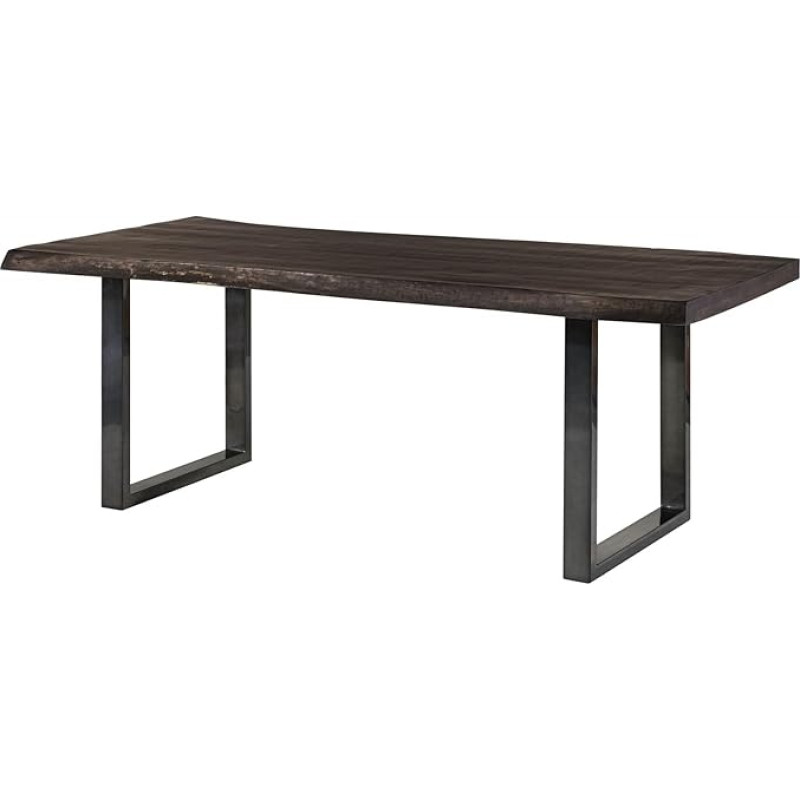 MASSIVMOEBEL24.DE Freeform 5 Mango medžio medžio stalas pilkas lakuotas + U formos blizgios antracito spalvos kojos 240 x 100 x 77 cm Medžio masyvo stalas Lankstinukų krašto stalas Valgomasis stalas
