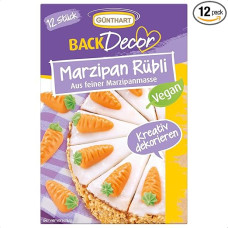Günthart Backdecor Pack of 12 Marzipan Rübli Vegan, Ruebli Made of Fine Marzipan with Green Sugar Strands, Pack of 1 (1 x 40 g)