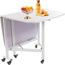 Daugiafunkcinis staliukas, 3 stalviršiai, Küchen-Esststisch mit 6 Rädern, skirtas svetainei, virtuvei, butui, patogus naudoti (Weiß)