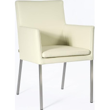 Unbekannt Stella Leather Armrest Chair Cowhide Cream White SIX Visitor Chair