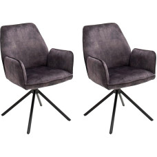 möbelando Ottawa II Valgomojo kėdė Minkšta pasukama kėdė Virtuvės kėdės sėdynės Baldų komplektas 2 Antracito spalvos