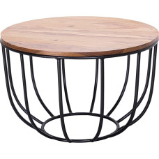 Wohnling WL5.677 Kavos staliukas 60 x 39 x 60 cm Šešamo medžio masyvo/metalo krepšelio stalas, dizaino sofos stalas, svetainės stalas, apvalus, svetainės stalas, pramoninis rudas, medinis stalas Kavos staliukas masyvus