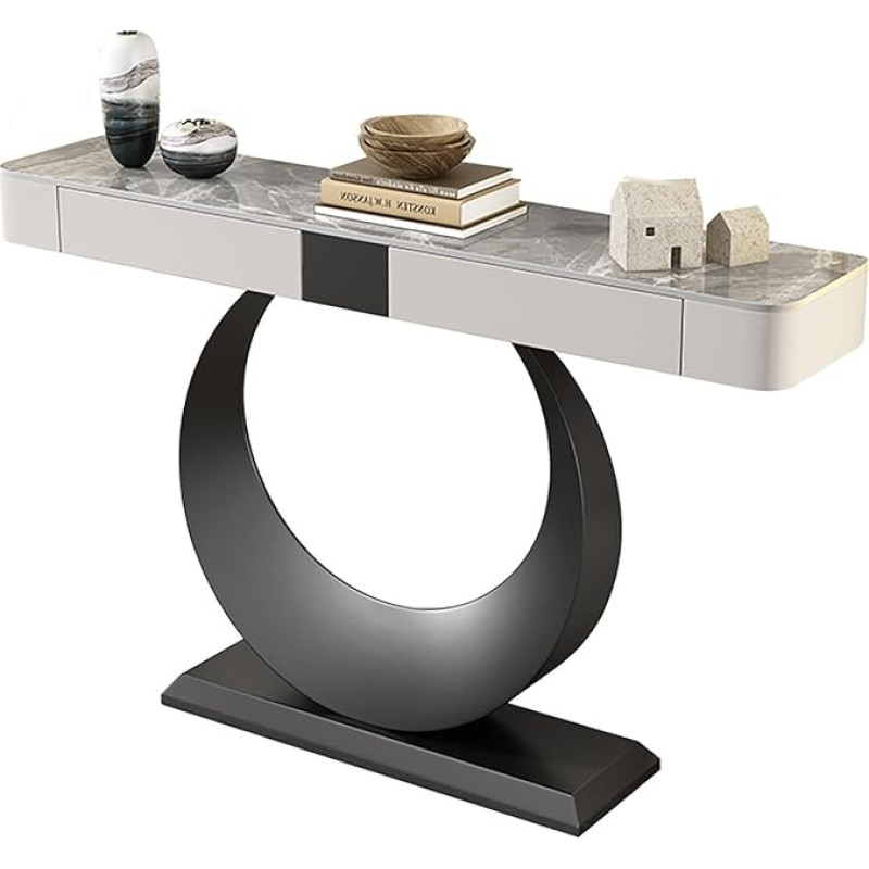 Moderner Konsolentisch aus Metall mit 2 Schubladen, luxuriöser Marmorplatte, stilvolles Möbelstück für Eingangsbereich und Flur, 120 cm breit, für Wohnzimmer und Wohnbereich, elegantes Desig