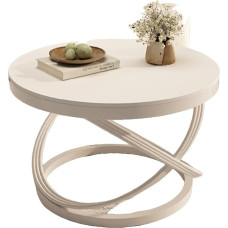 Apvalus kavos staliukas, paprastas mažas kavos staliukas, sofos staliukas, balkono šoninis staliukas gyvenamajame kambaryje, miegamajame (spalva: balta, dydis: 70 * 70 * 45 cm)