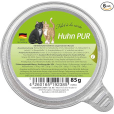 GranataPet Filet à la carte chicken PUR, wet food for cats, fillet pieces without cereals, cat food without added sugar, high meat content, 6 x 85 g