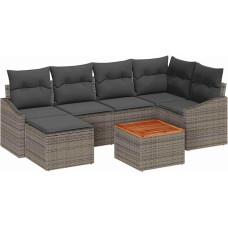 Gartensofa-Set mit Speicher 7 pcs Grau Poly-Rattan Gartenmöbel Model3356522