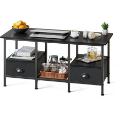 Furologee Coffee Table with 2 Drawers, Small Coffee Table for Living Room, Modern Middle Table with 2 Levels, 35 Inch, Black