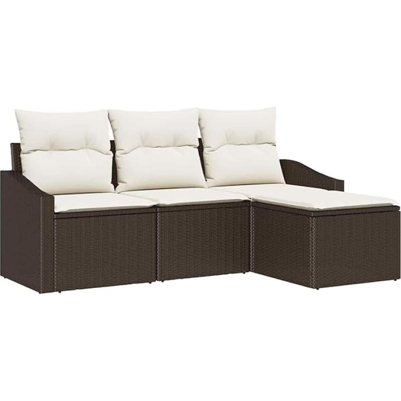 4 dalių sodo sofos komplektas su pagalvėlėmis Brown Poly Rattan Garden Lounge Modelis3355337