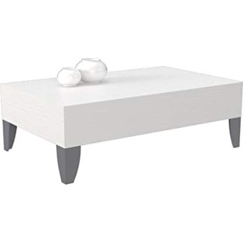 Ve.Ca Italija Couchtisch Milton, 80 x 50 cm, aus Holz, hergestellt in Italien Piedino alto Bianco frassinato