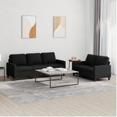 2-TLG. Sofagarnitur mit Kissen Sofa Wohnzimmer Sitzgruppe Wohnzimmer Sofos komplektas Sofas FüR Wohnzimmer Schwarz Stoff - 3201464