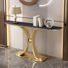 Moderner Konsolentisch, Flurtisch für den Eingangsbereich, rechteckiger Eingangstisch, kratzfester Konsolensofatisch, Verandatisch (Gold 2,80 * 30 * 80 cm)