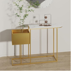 Schmaler Konsolentisch, Sofatisch mit Metallrahmen, moderner Flurtisch hinter dem Couchtisch für Eingangsbereich, Flur, Foyer, Höhe: (Auksinis, 80 cm)